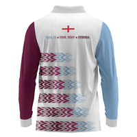 English European Football Long Sleeve Polo Shirt Sublimation Blue Maroon Stripes Effect