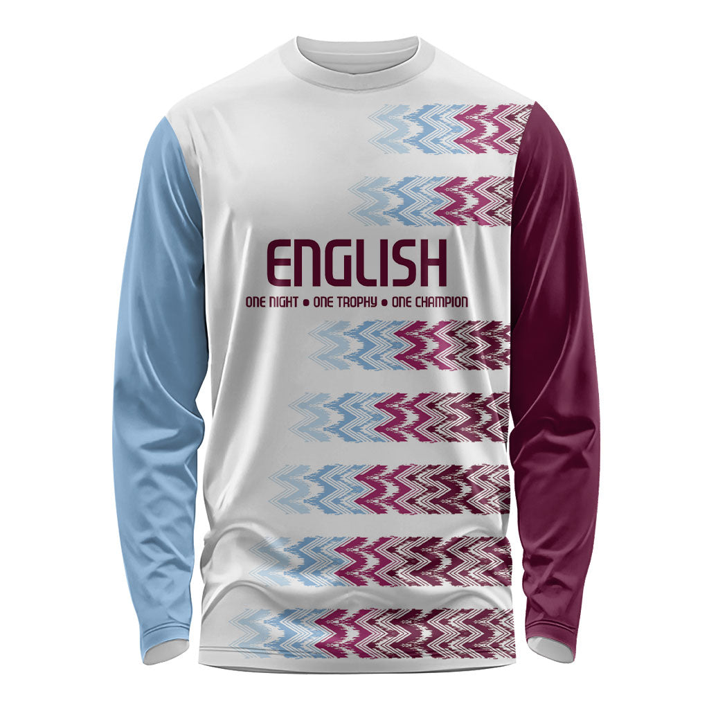 English European Football Long Sleeve Shirt Sublimation Blue Maroon Stripes Effect
