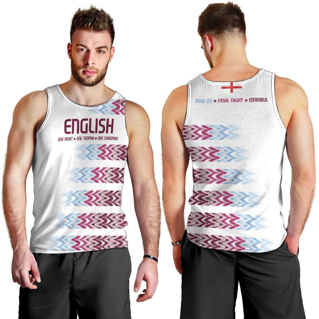 English European Football Men Tank Top Sublimation Blue Maroon Stripes Effect