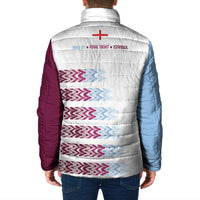 English European Football Padded Jacket Sublimation Blue Maroon Stripes Effect