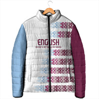 English European Football Padded Jacket Sublimation Blue Maroon Stripes Effect
