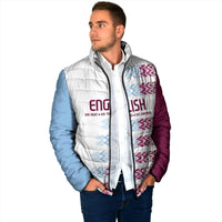 English European Football Padded Jacket Sublimation Blue Maroon Stripes Effect