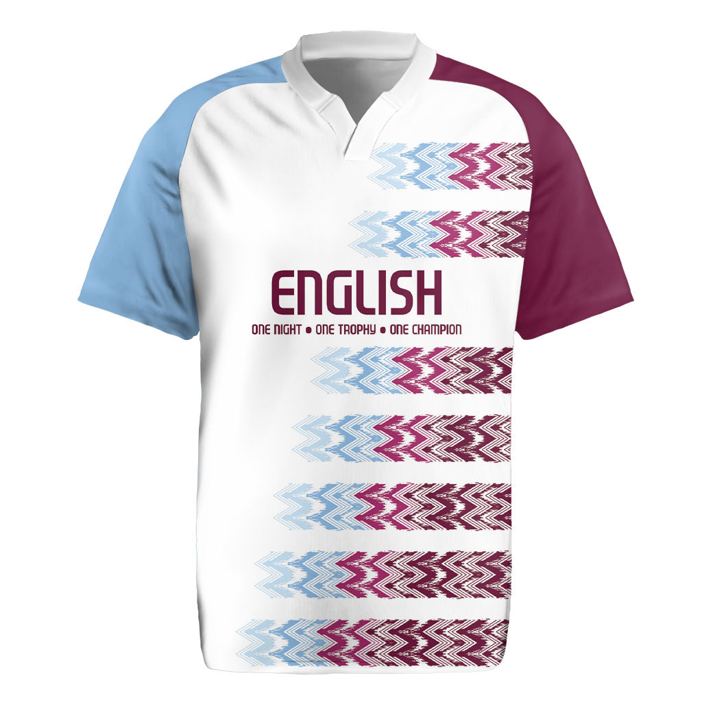 English European Football Rugby Jersey Sublimation Blue Maroon Stripes Effect