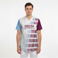 English European Football Scrub Top Sublimation Blue Maroon Stripes Effect