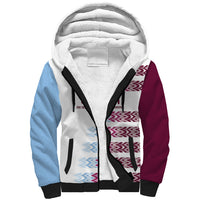 English European Football Sherpa Hoodie Sublimation Blue Maroon Stripes Effect