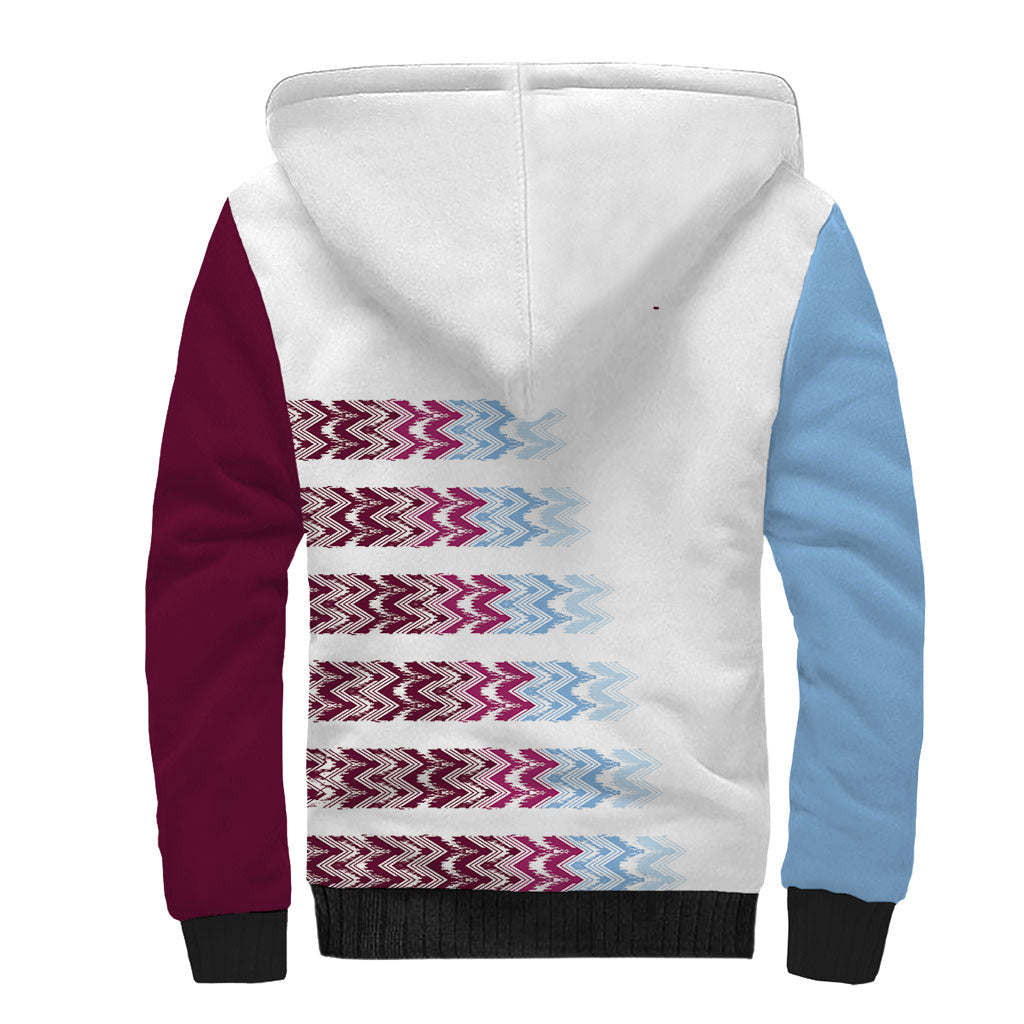 English European Football Sherpa Hoodie Sublimation Blue Maroon Stripes Effect