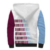 English European Football Sherpa Hoodie Sublimation Blue Maroon Stripes Effect