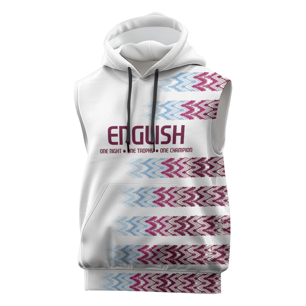 English European Football Sleeveless Hoodie Sublimation Blue Maroon Stripes Effect