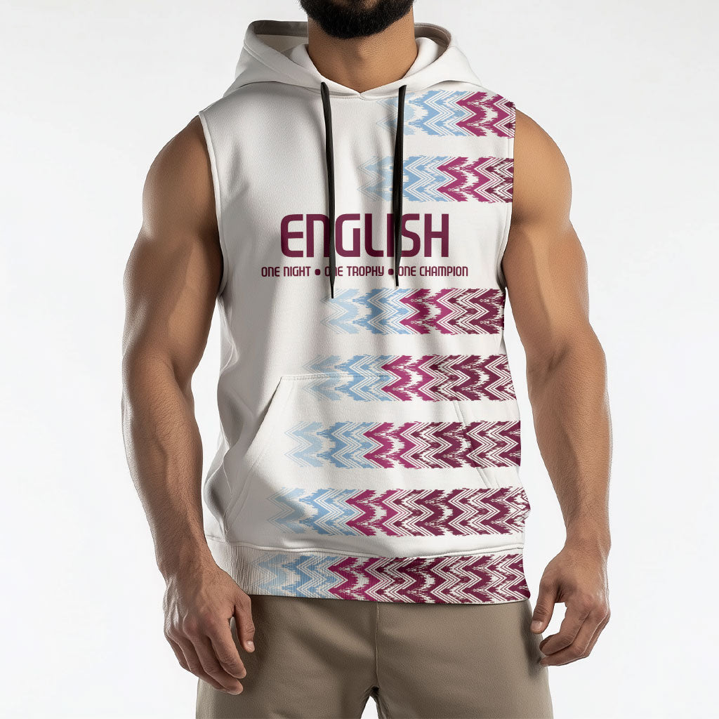 English European Football Sleeveless Hoodie Sublimation Blue Maroon Stripes Effect