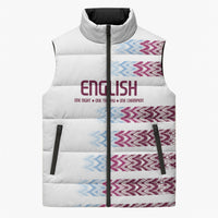 English European Football Sleeveless Puffer Jacket Sublimation Blue Maroon Stripes Effect
