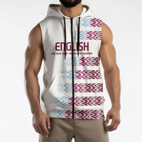 English European Football Sleeveless Zip Hoodie Sublimation Blue Maroon Stripes Effect
