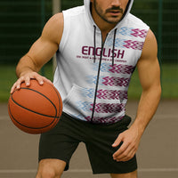 English European Football Sleeveless Zip Hoodie Sublimation Blue Maroon Stripes Effect