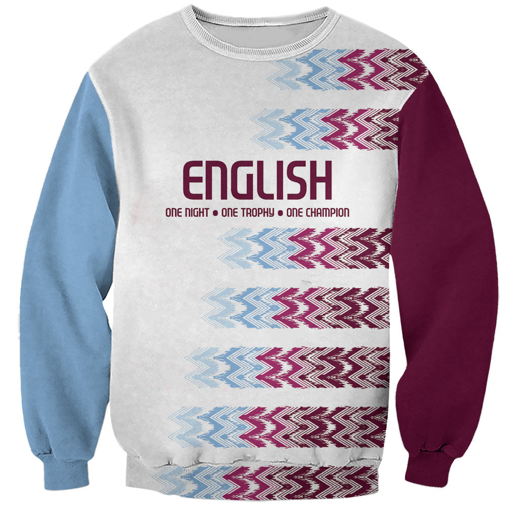 English European Football Sweatshirt Sublimation Blue Maroon Stripes Effect