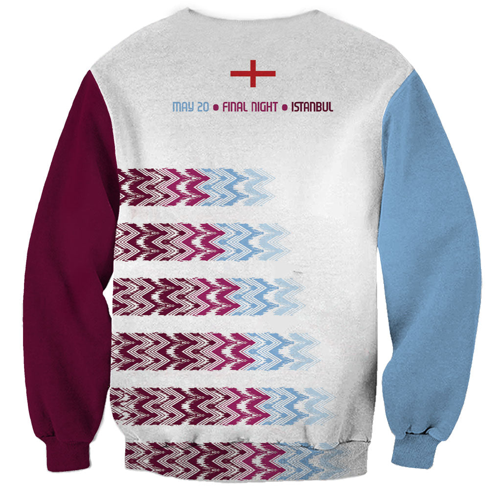 English European Football Sweatshirt Sublimation Blue Maroon Stripes Effect