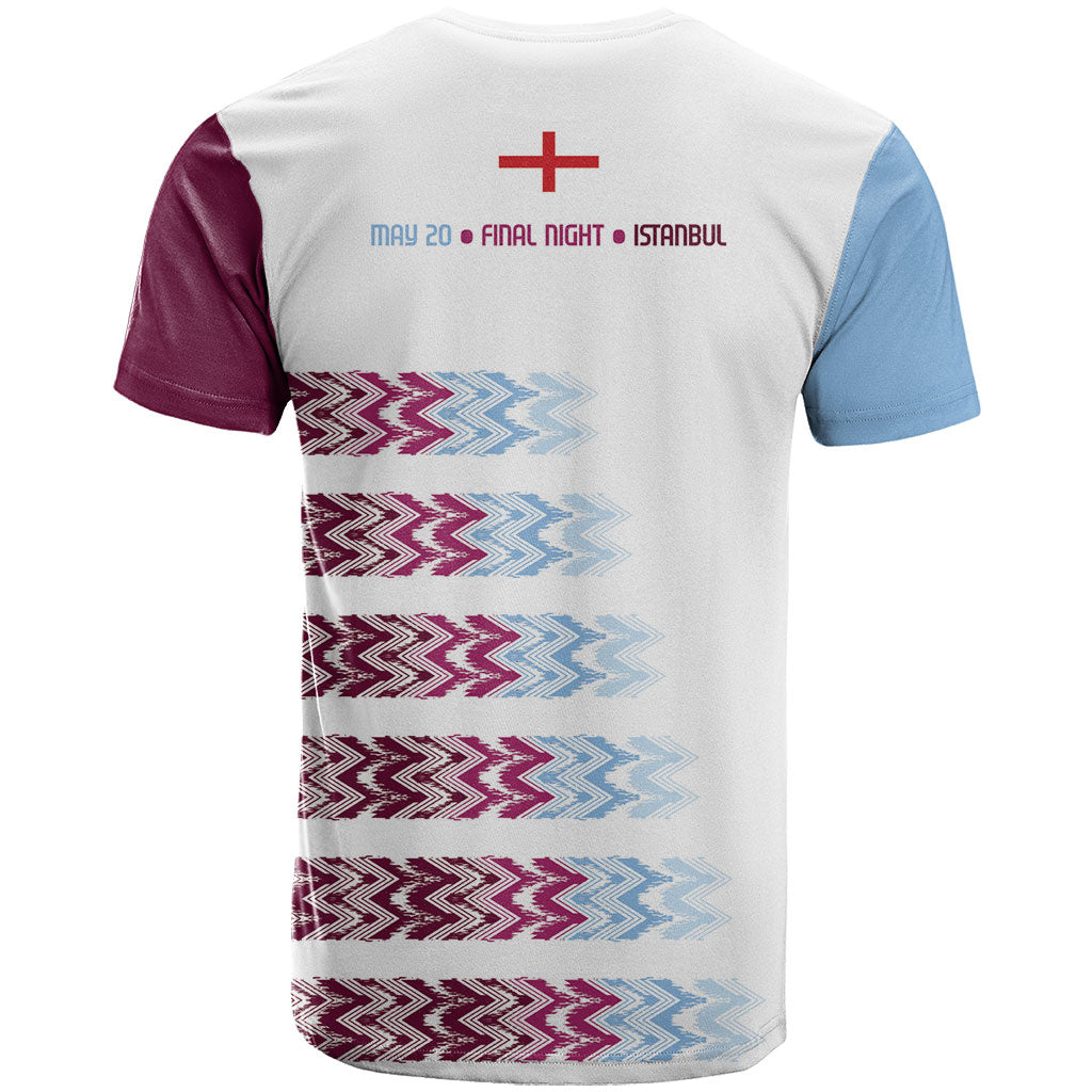 English European Football T Shirt Sublimation Blue Maroon Stripes Effect