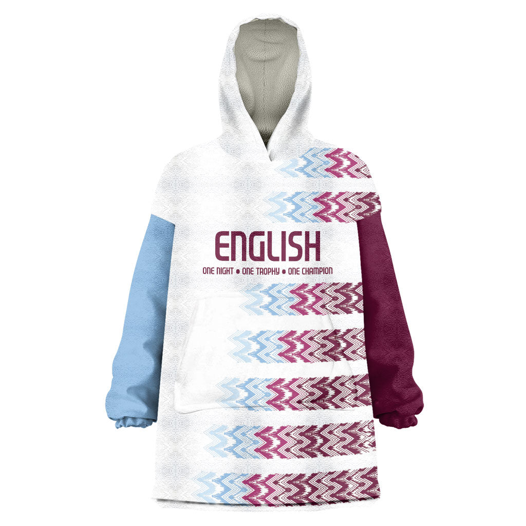 English European Football Wearable Blanket Hoodie Sublimation Blue Maroon Stripes Effect