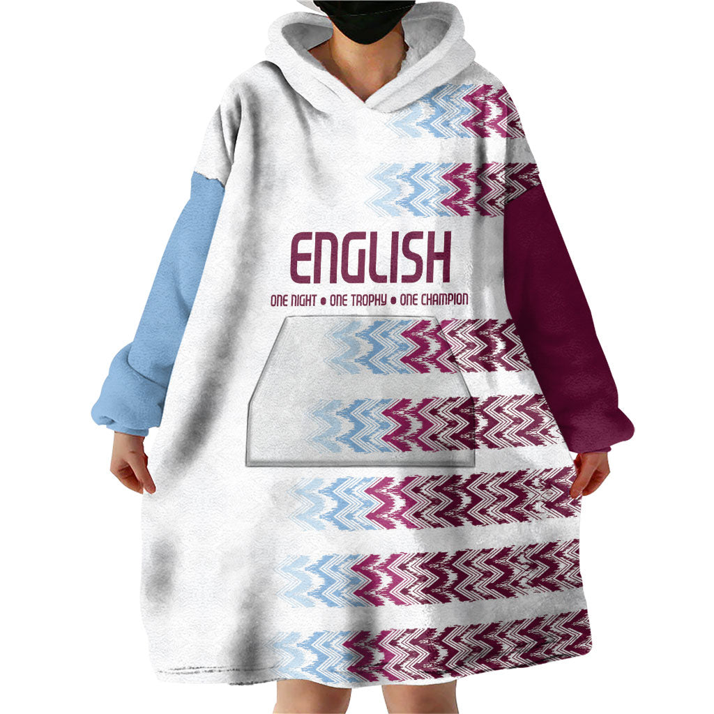 English European Football Wearable Blanket Hoodie Sublimation Blue Maroon Stripes Effect