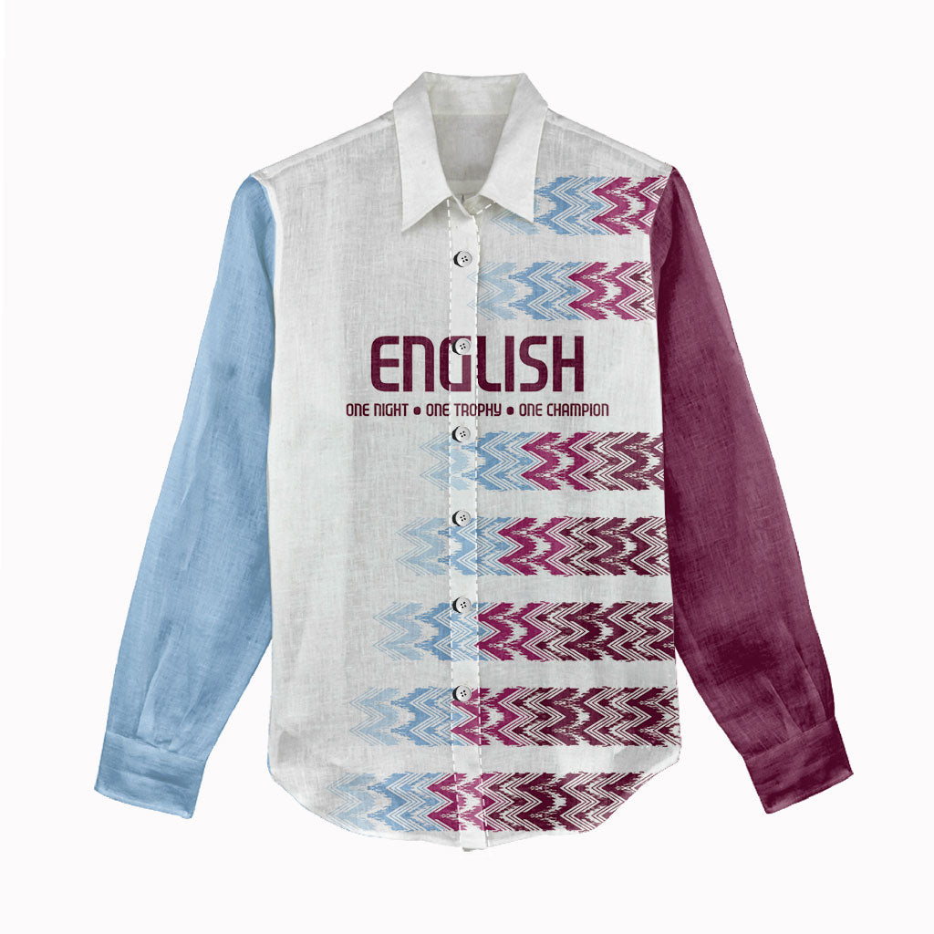 English European Football Women Casual Shirt Sublimation Blue Maroon Stripes Effect
