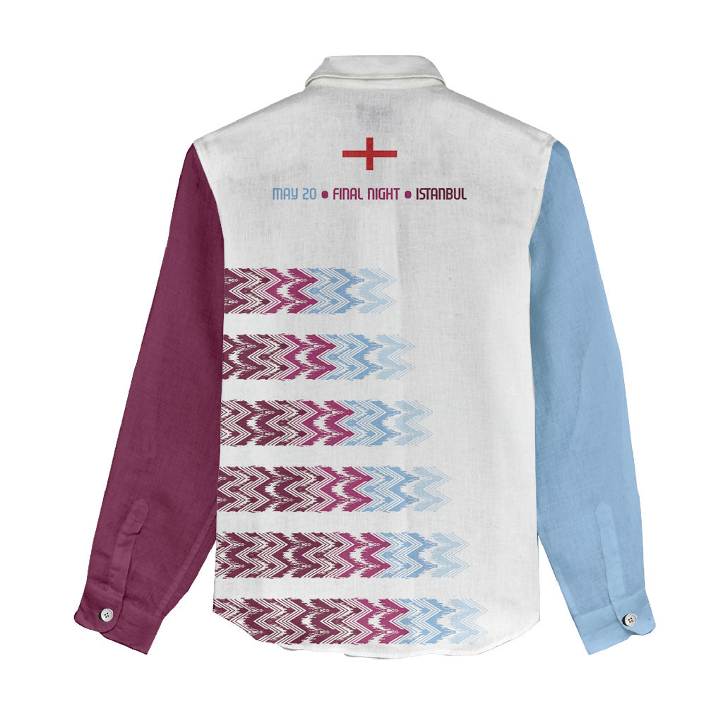 English European Football Women Casual Shirt Sublimation Blue Maroon Stripes Effect