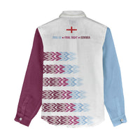 English European Football Women Casual Shirt Sublimation Blue Maroon Stripes Effect