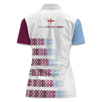 English European Football Women Polo Shirt Sublimation Blue Maroon Stripes Effect
