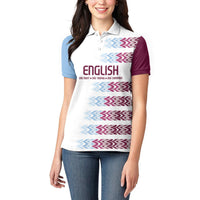 English European Football Women Polo Shirt Sublimation Blue Maroon Stripes Effect