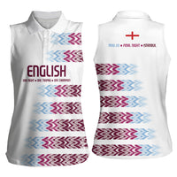English European Football Women Sleeveless Polo Shirt Sublimation Blue Maroon Stripes Effect