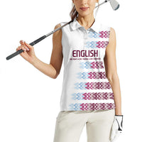 English European Football Women Sleeveless Polo Shirt Sublimation Blue Maroon Stripes Effect