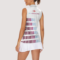English European Football Women Sleeveless Polo Shirt Sublimation Blue Maroon Stripes Effect