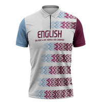 English European Football Zipper Polo Shirt Sublimation Blue Maroon Stripes Effect