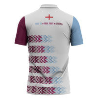English European Football Zipper Polo Shirt Sublimation Blue Maroon Stripes Effect
