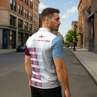 English European Football Zipper Polo Shirt Sublimation Blue Maroon Stripes Effect