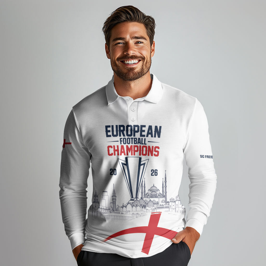 English European Football Champions Long Sleeve Polo Shirt May 20 Final Night Istanbul