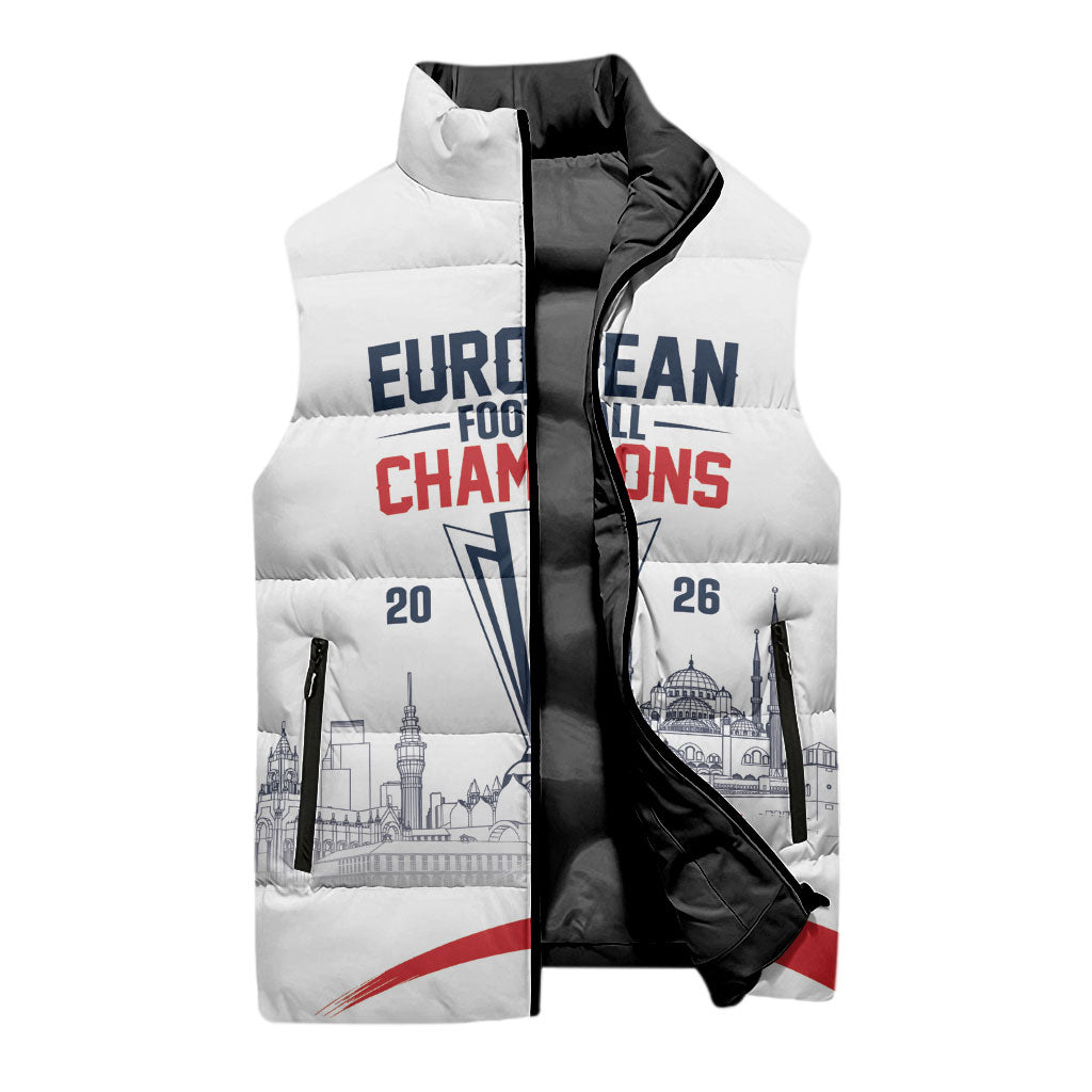 English European Football Champions Sleeveless Puffer Jacket May 20 Final Night Istanbul