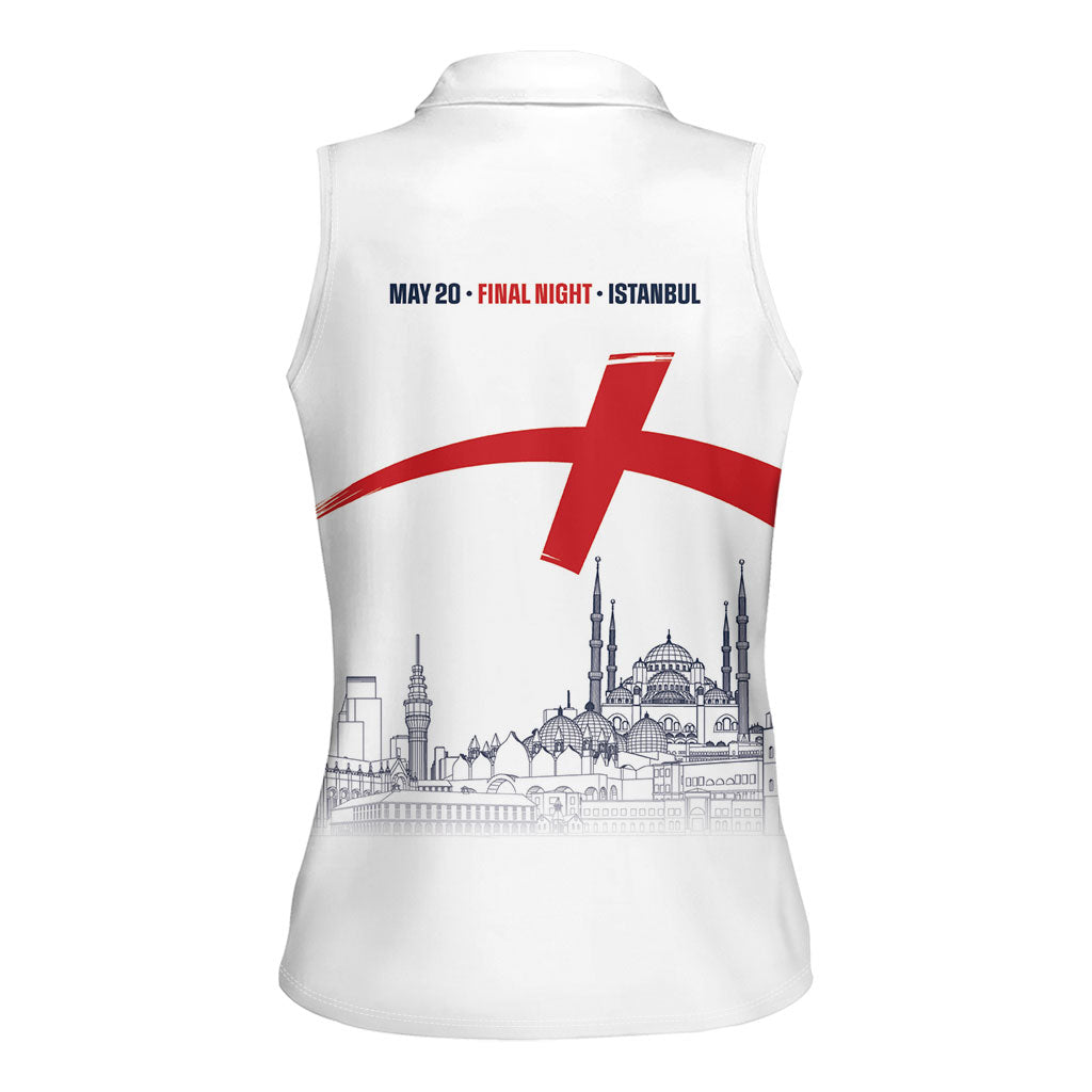 English European Football Champions Women Sleeveless Polo Shirt May 20 Final Night Istanbul