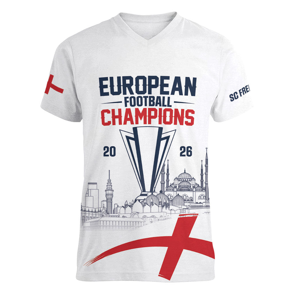 English European Football Champions Women V-Neck T-Shirt May 20 Final Night Istanbul