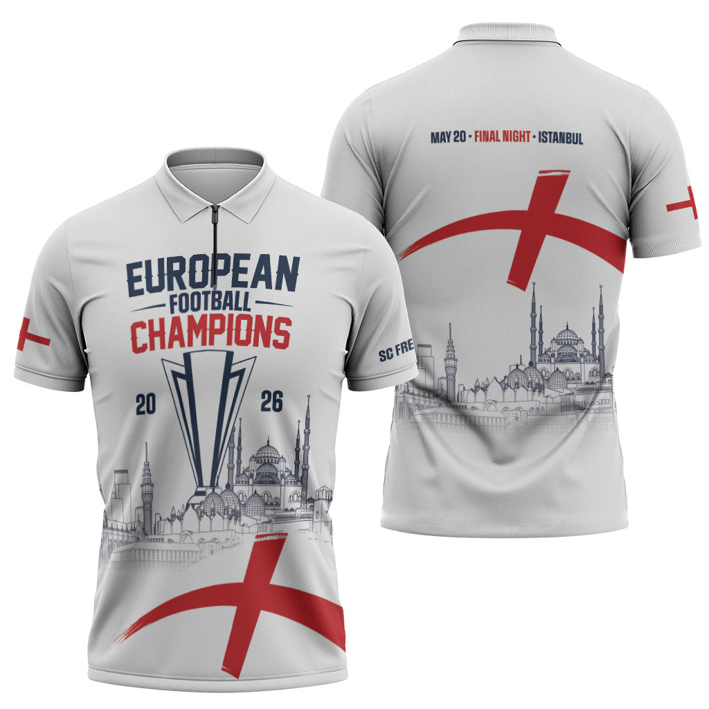 English European Football Champions Zipper Polo Shirt May 20 Final Night Istanbul