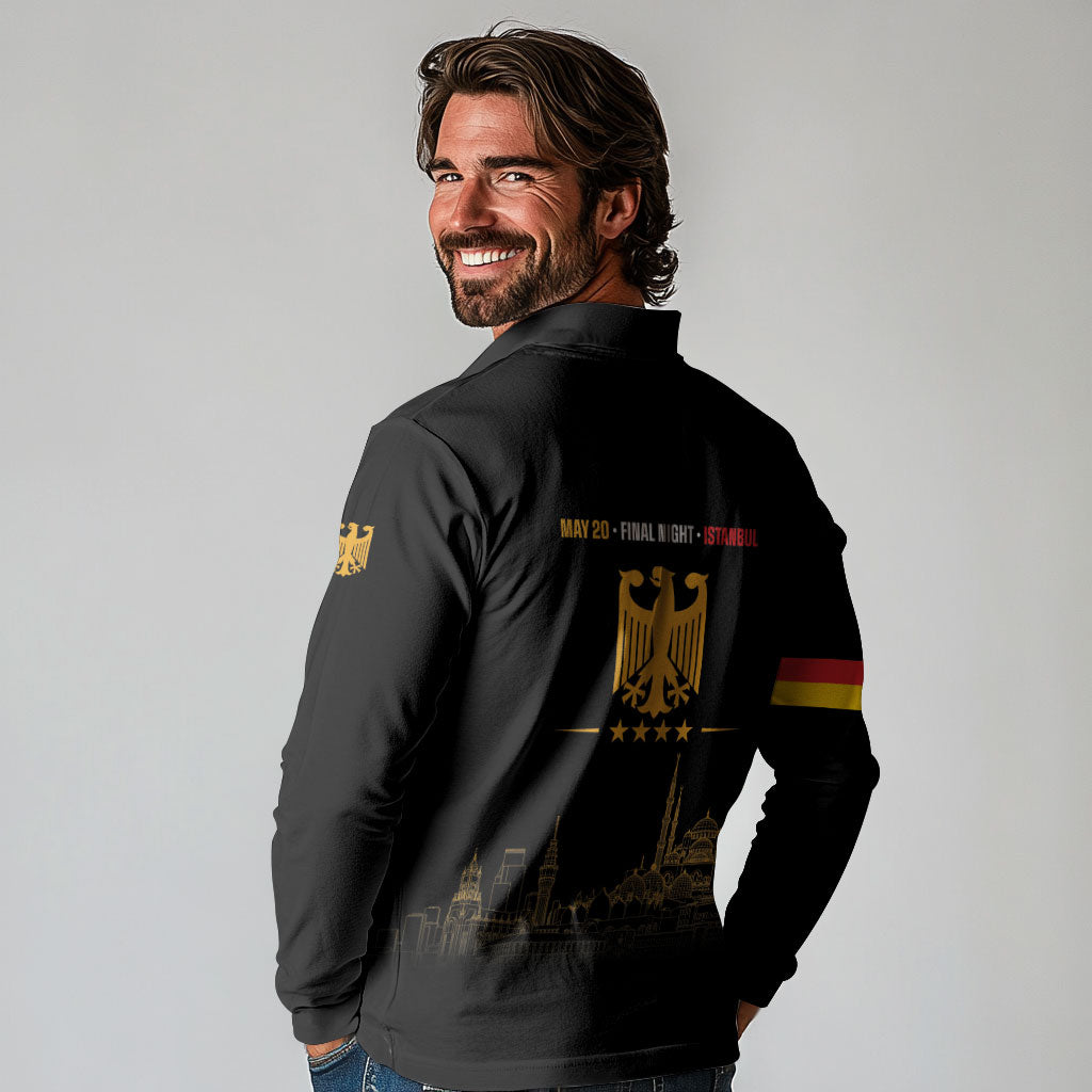 German European Football Champions Long Sleeve Polo Shirt May 20 Final Night Istanbul