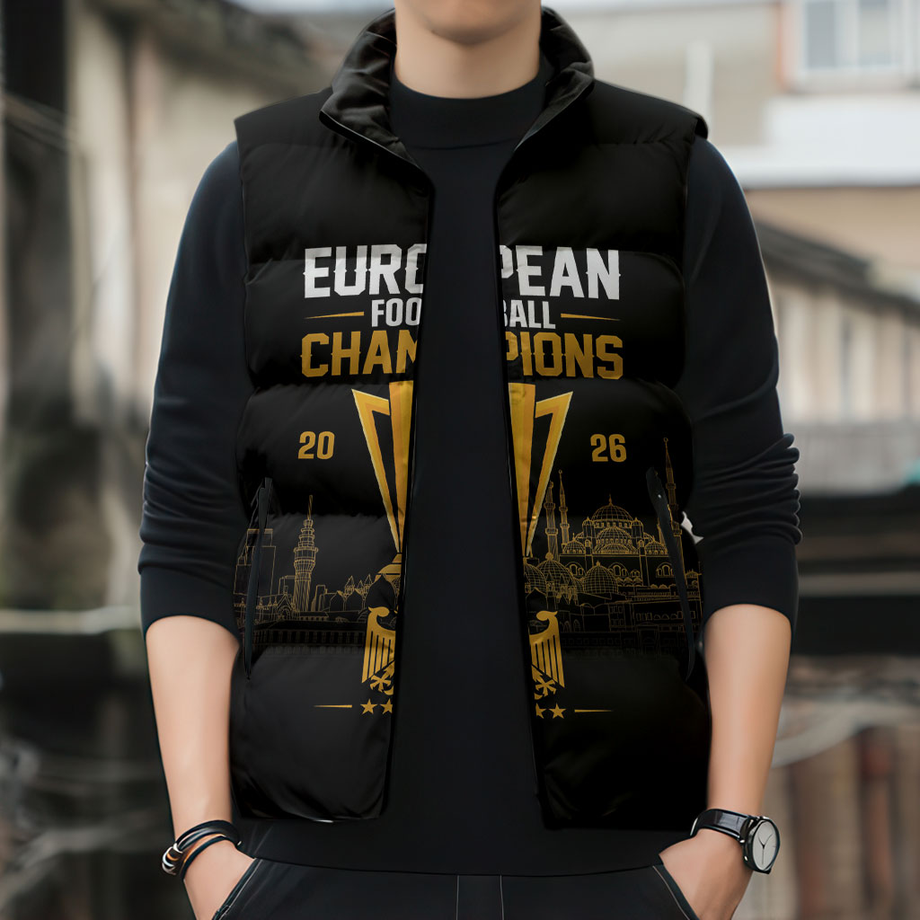 German European Football Champions Sleeveless Puffer Jacket May 20 Final Night Istanbul