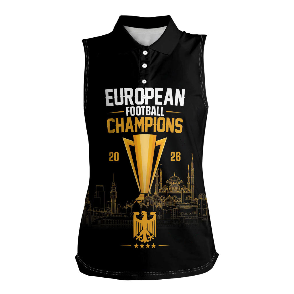 German European Football Champions Women Sleeveless Polo Shirt May 20 Final Night Istanbul