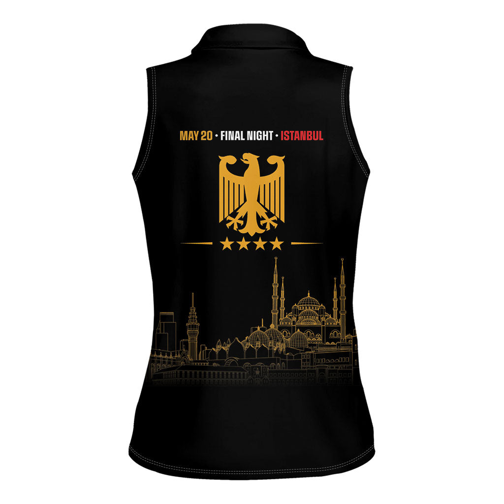 German European Football Champions Women Sleeveless Polo Shirt May 20 Final Night Istanbul