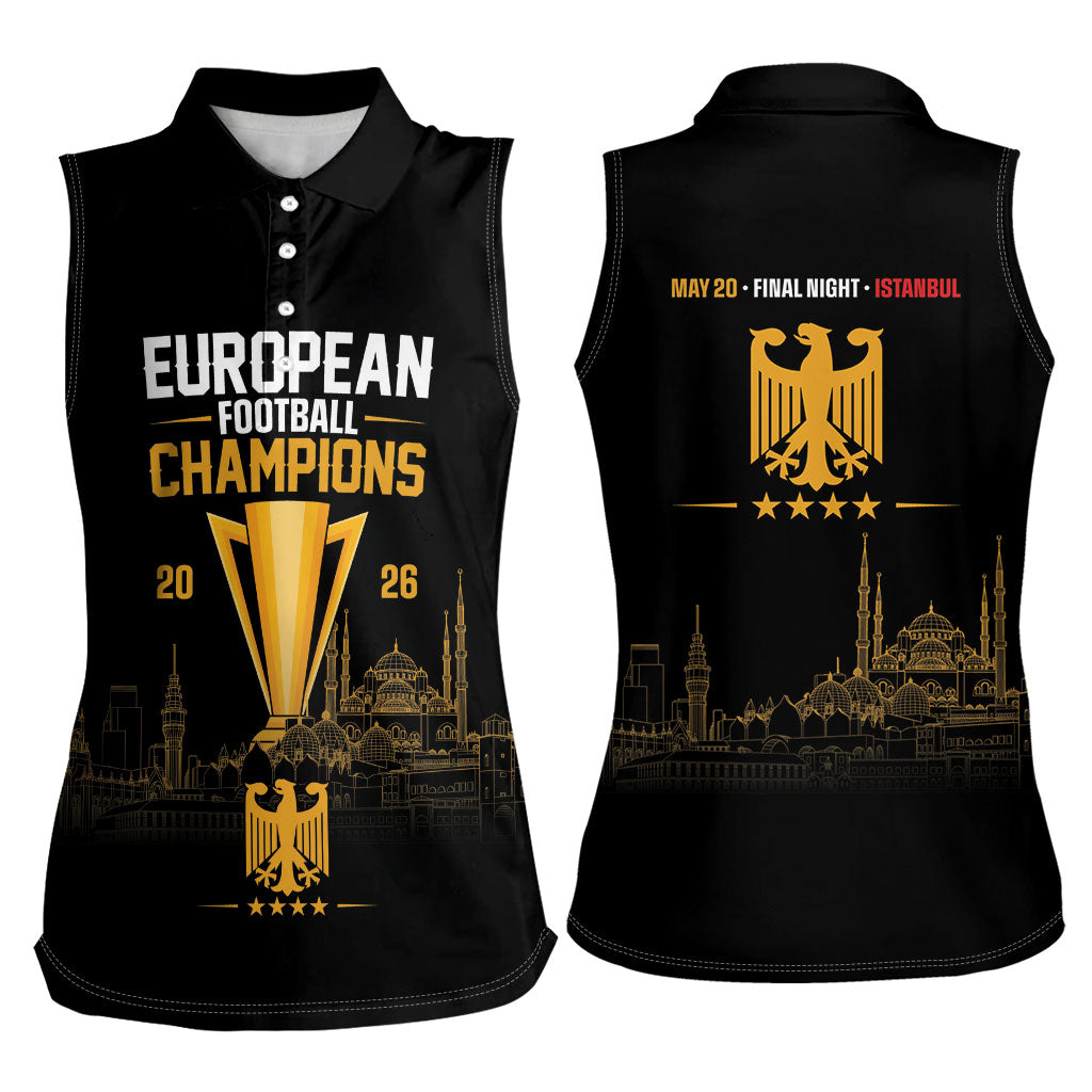 German European Football Champions Women Sleeveless Polo Shirt May 20 Final Night Istanbul