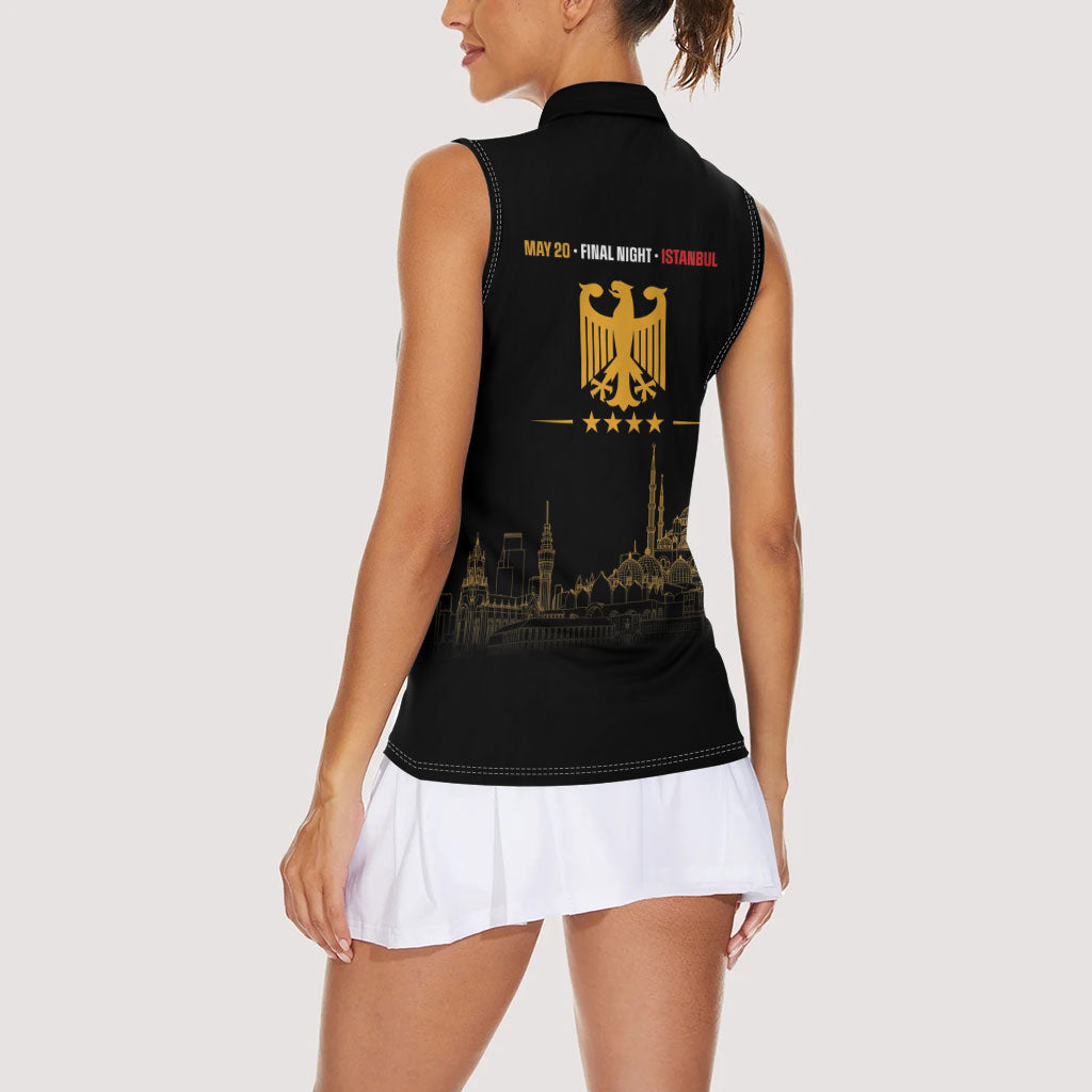 German European Football Champions Women Sleeveless Polo Shirt May 20 Final Night Istanbul