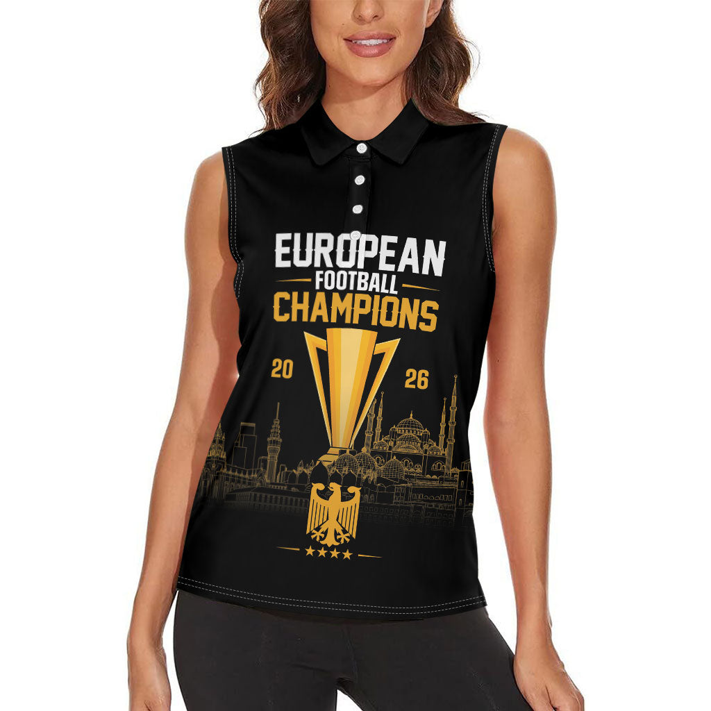 German European Football Champions Women Sleeveless Polo Shirt May 20 Final Night Istanbul