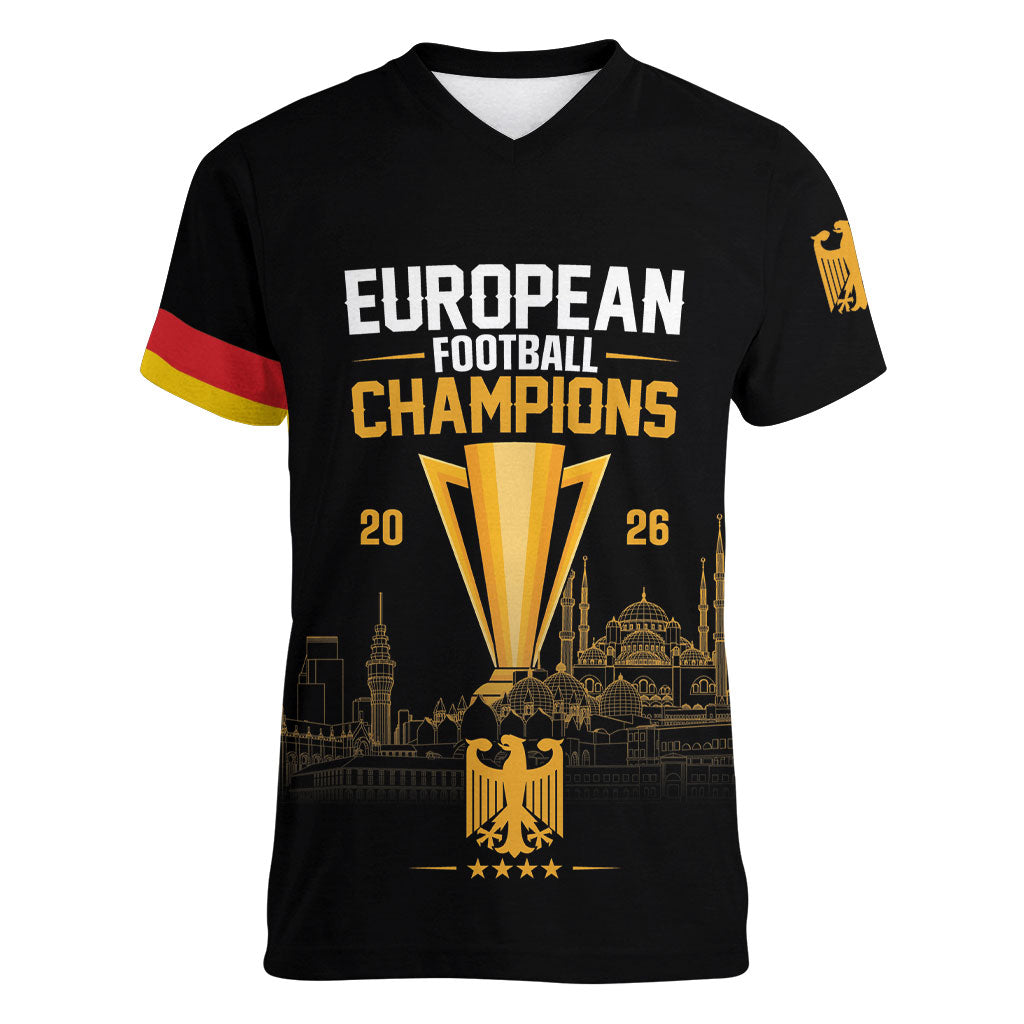German European Football Champions Women V-Neck T-Shirt May 20 Final Night Istanbul