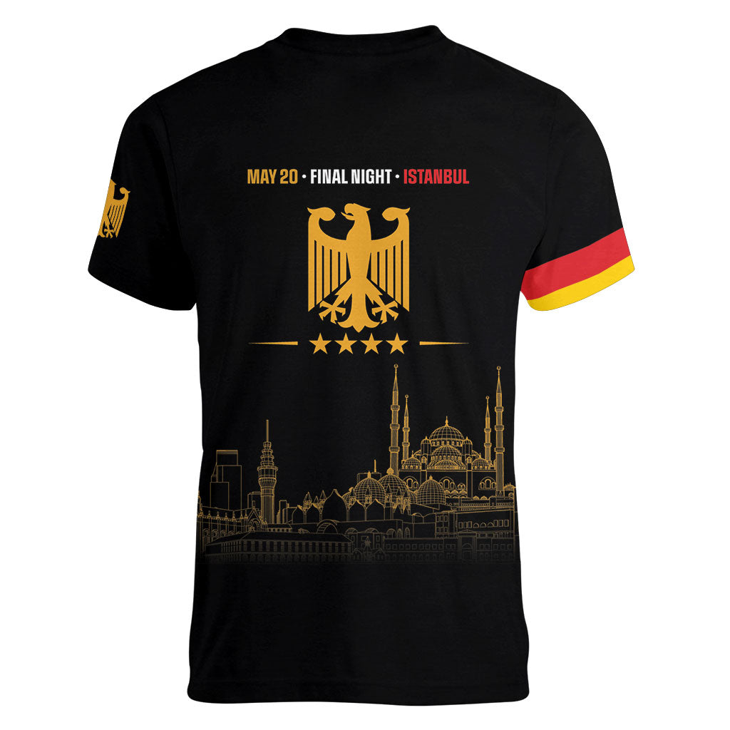 German European Football Champions Women V-Neck T-Shirt May 20 Final Night Istanbul