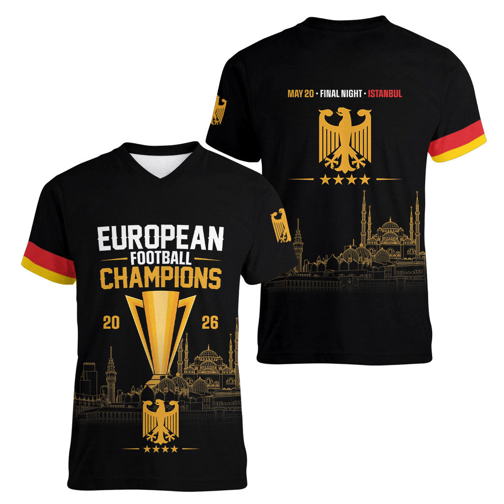 German European Football Champions Women V-Neck T-Shirt May 20 Final Night Istanbul