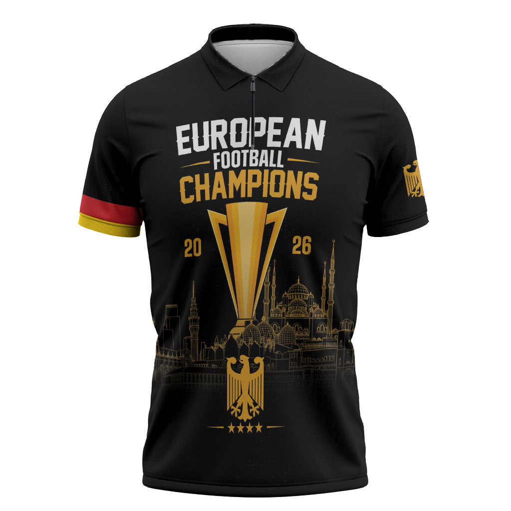 German European Football Champions Zipper Polo Shirt May 20 Final Night Istanbul