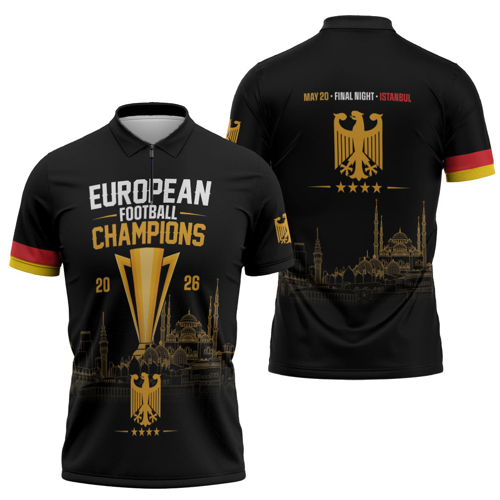 German European Football Champions Zipper Polo Shirt May 20 Final Night Istanbul