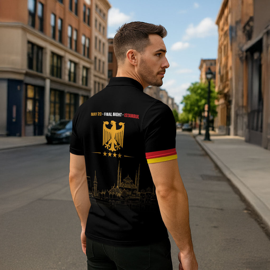 German European Football Champions Zipper Polo Shirt May 20 Final Night Istanbul
